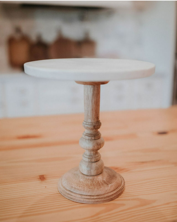 White Marble Top & Wooden Display Stands