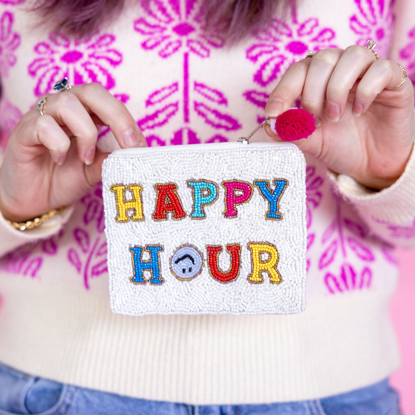 "Happy Hour" Beaded Coin Pouch