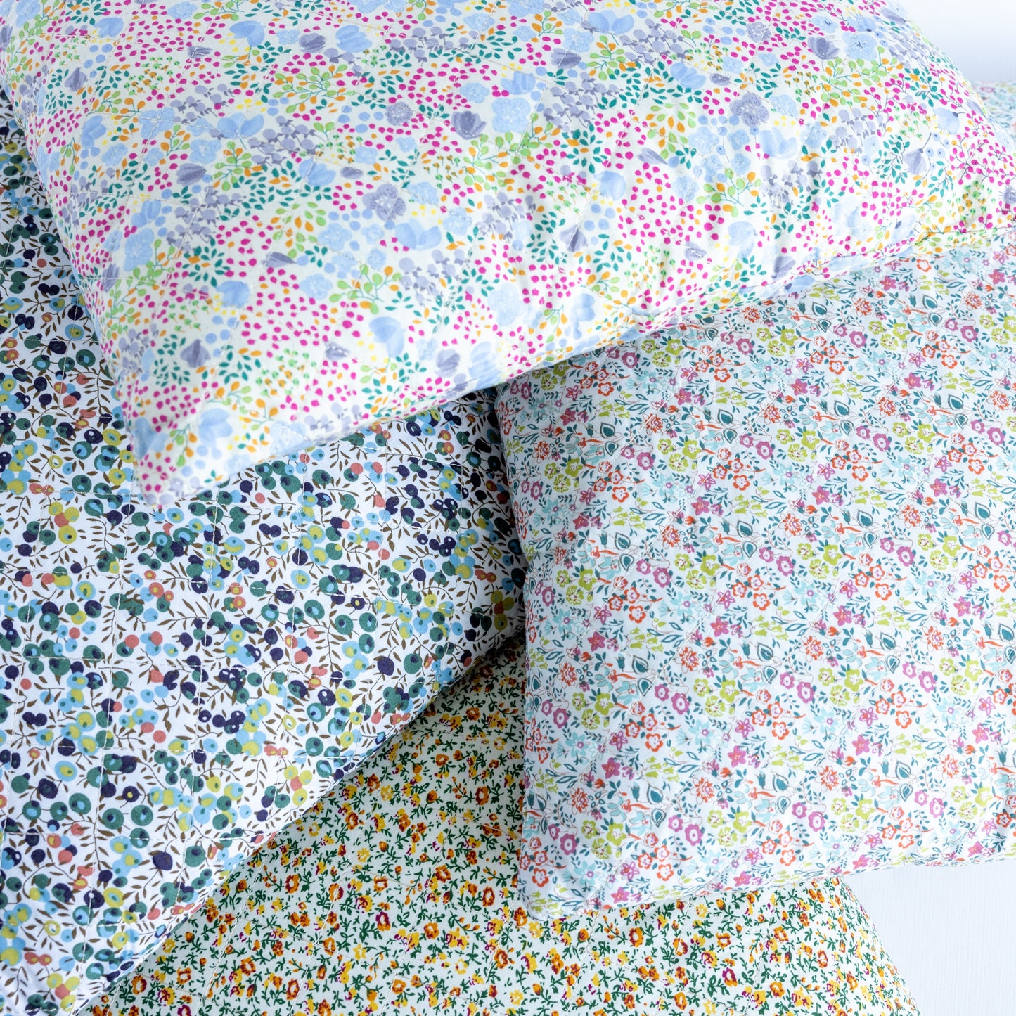 Cotton Printed Pillow with Ditsy Floral Patterns