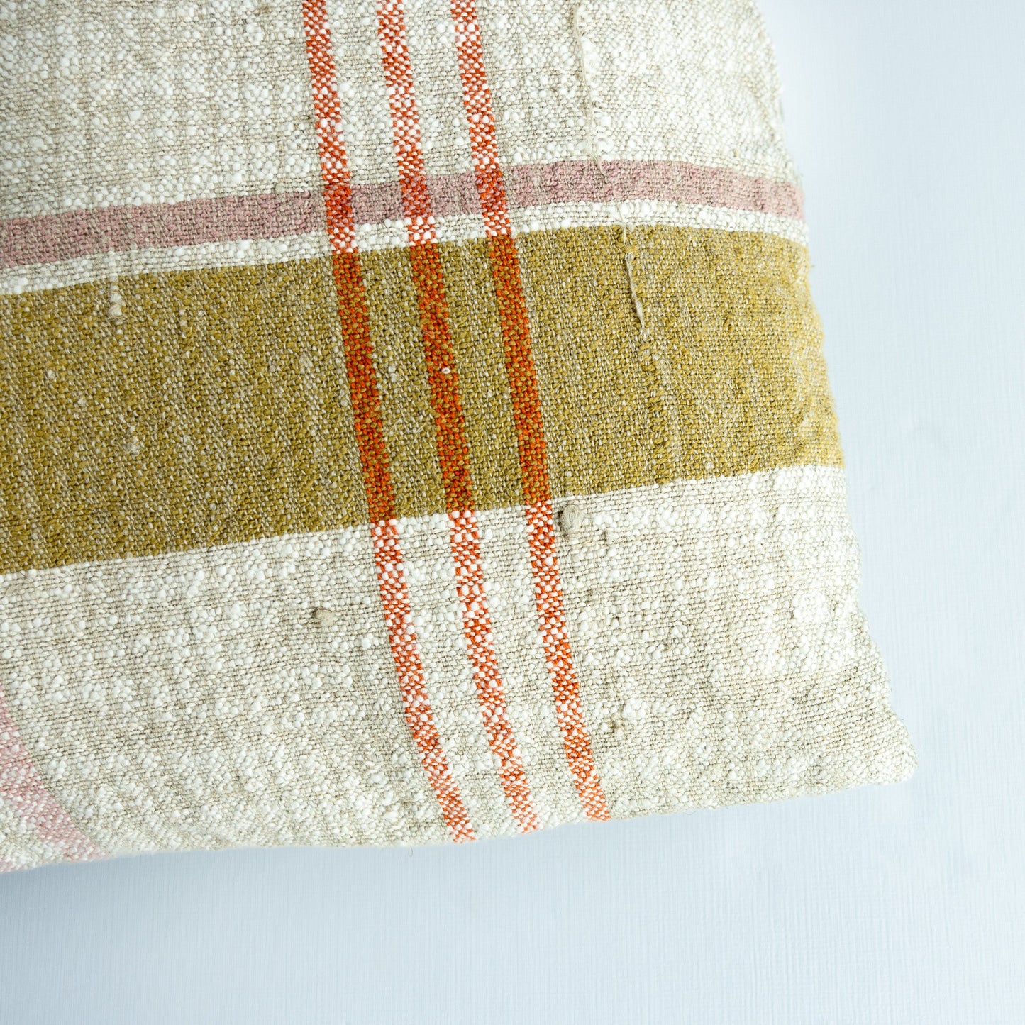 Woven Cotton & Linen Plaid Pillow