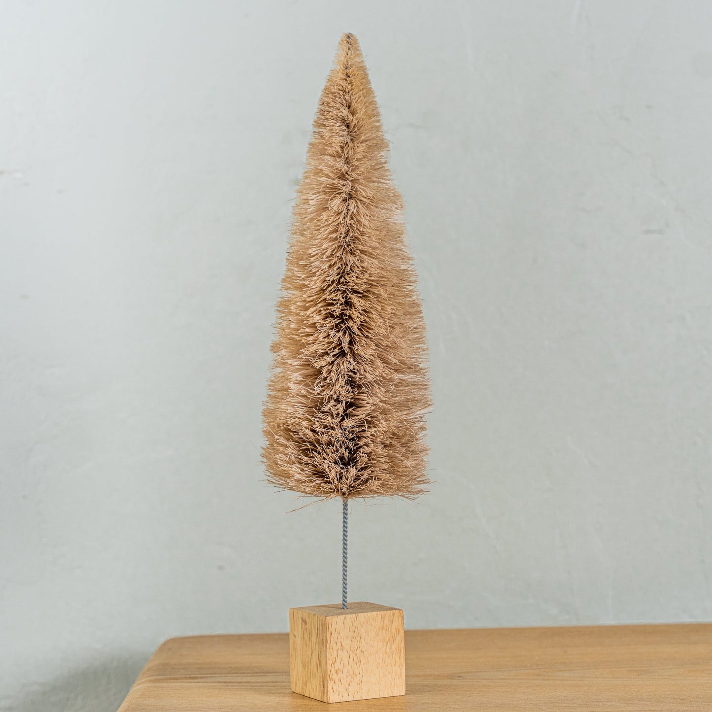 9" Bottle Brush Tree with Wood Block Base