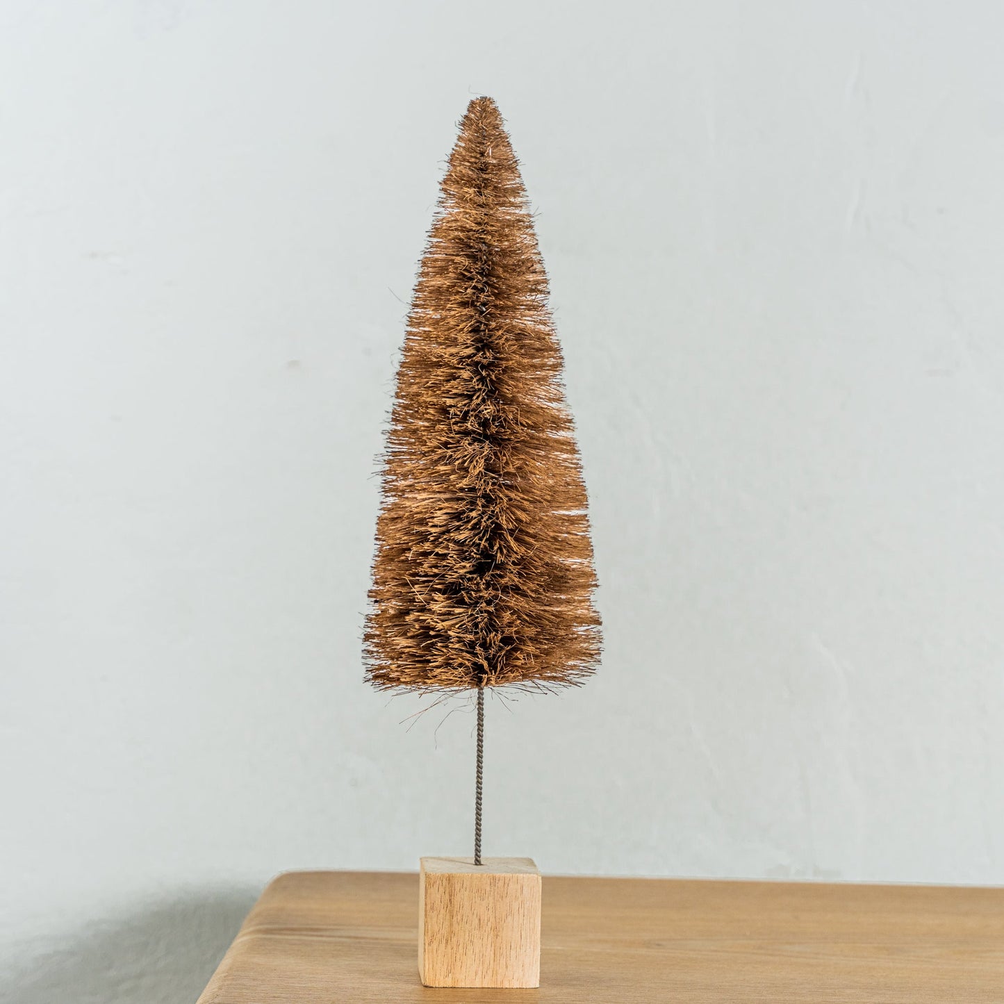 9" Bottle Brush Tree with Wood Block Base