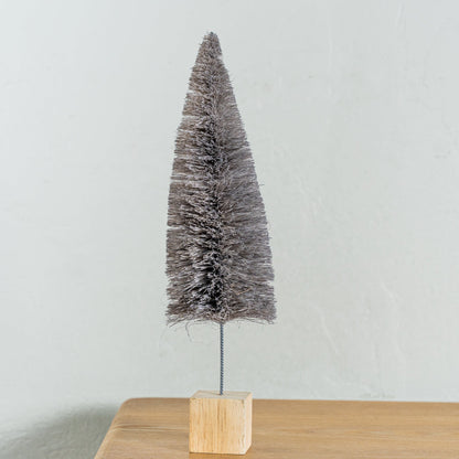 9" Bottle Brush Tree with Wood Block Base