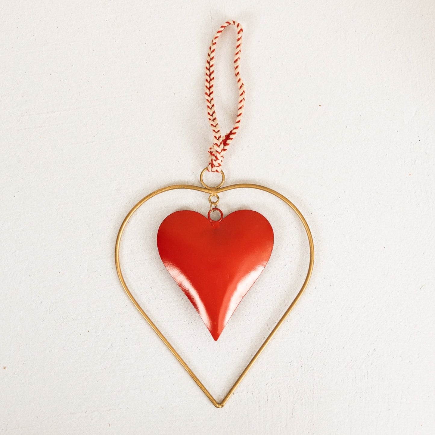 Red & Brass Heart Hanger