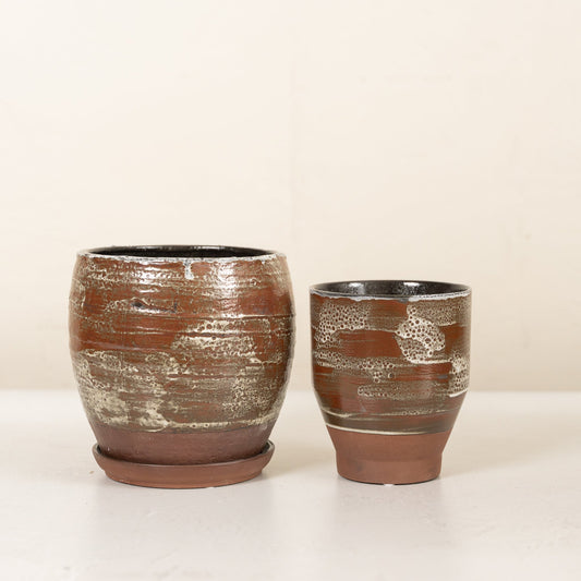 Brown Stoneware Planter