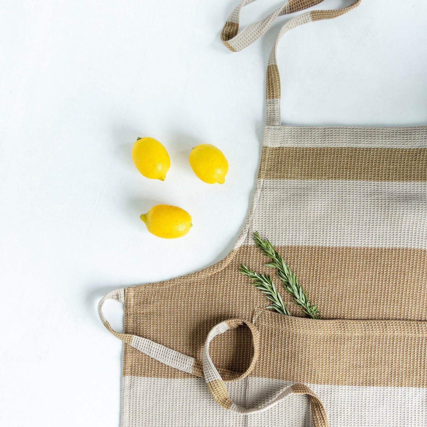 Waffle Weave Apron with Large Front Pocket