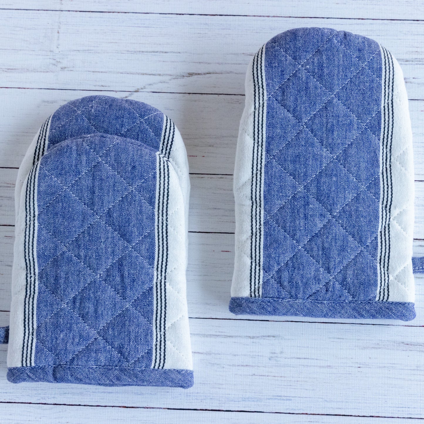 Blue & White Striped Oven Mitt