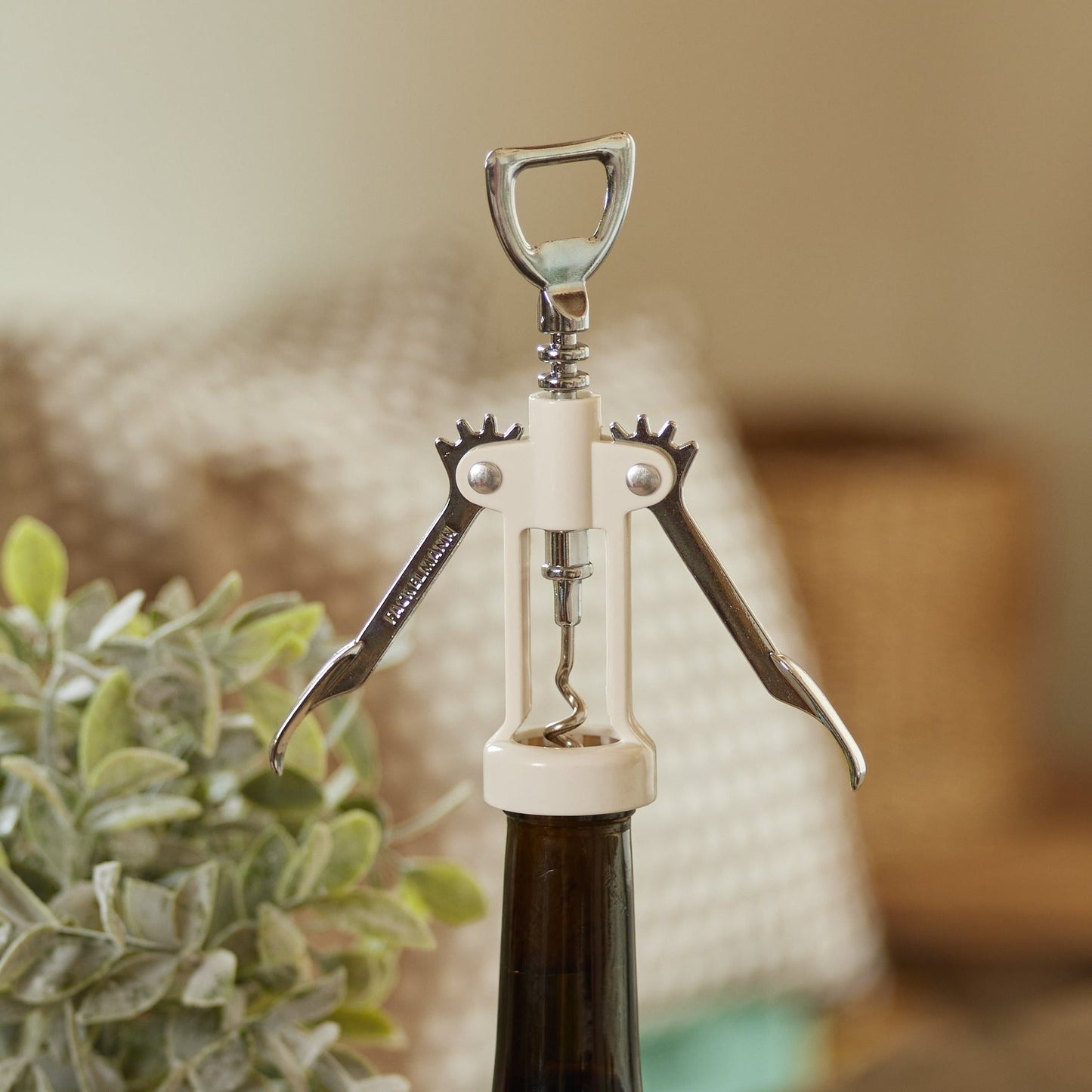 White Lever Corkscrew Bottle Opener