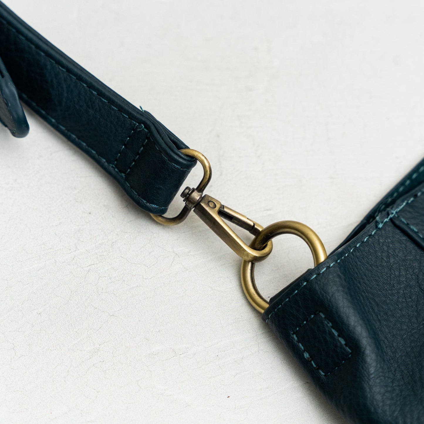 Dark Blue Leather Bucket Bag