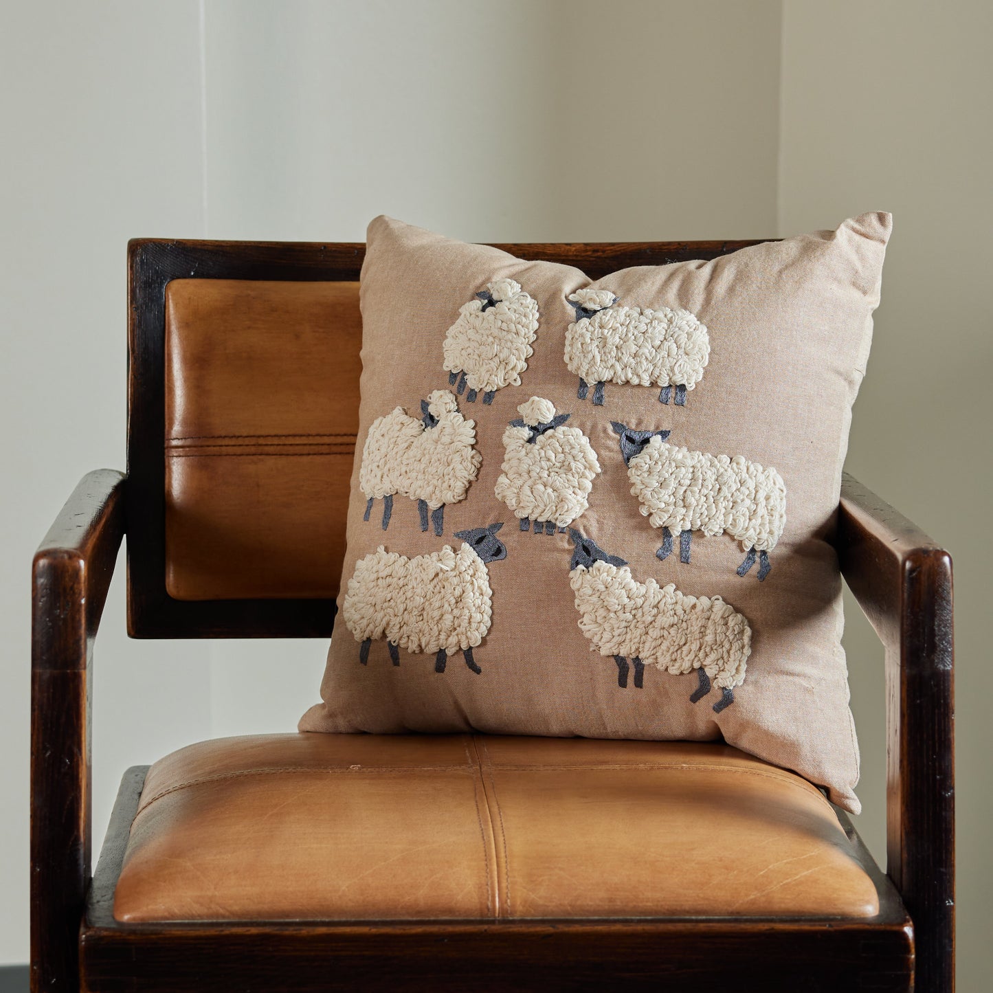 Embroidered Sheep Pillow