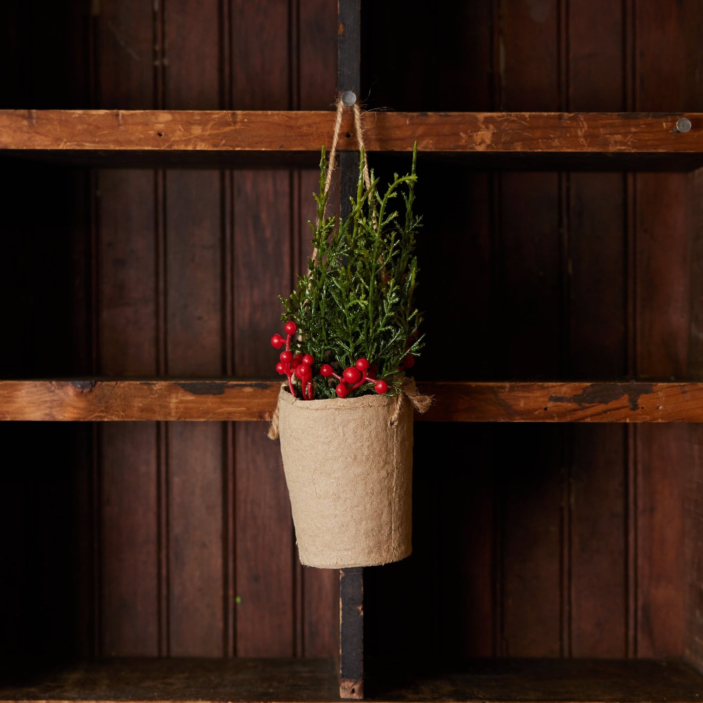 Faux Greenery In Hanging Paper Pot