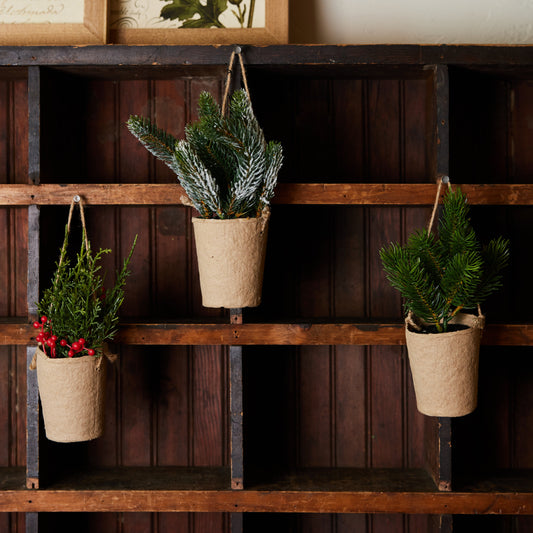 Faux Greenery In Hanging Paper Pot