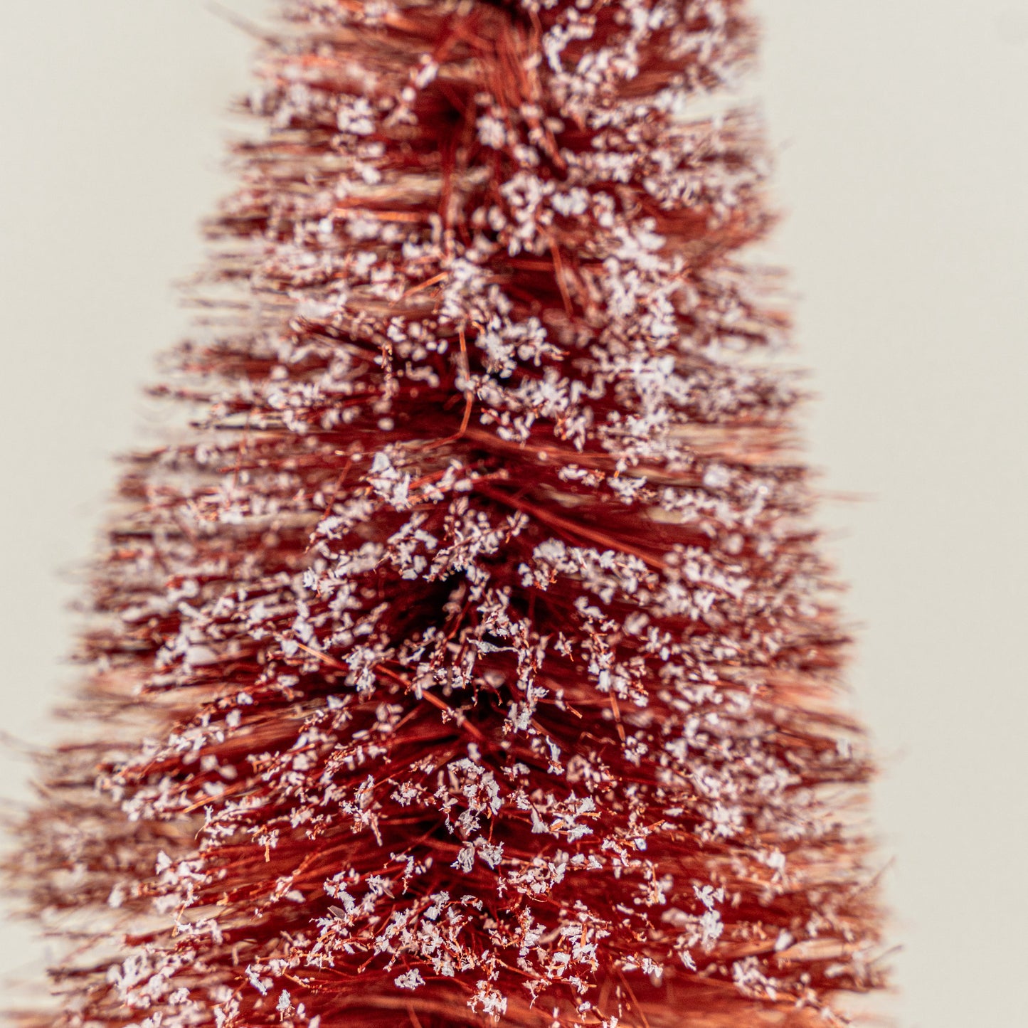 15.75" Flocked Maroon Bottle Brush Tree with Wood Slice Base