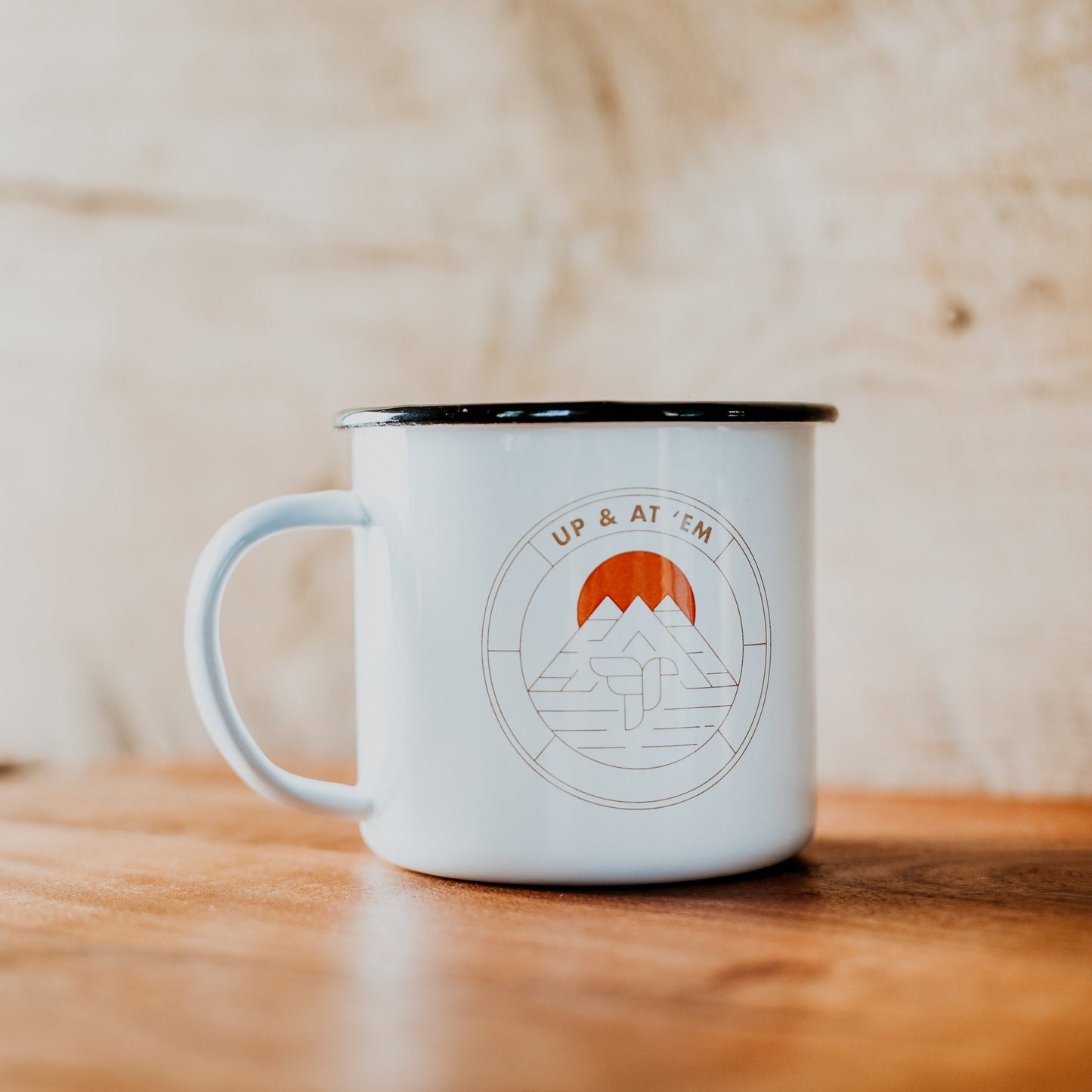 Up and At 'Em Enamel Mug