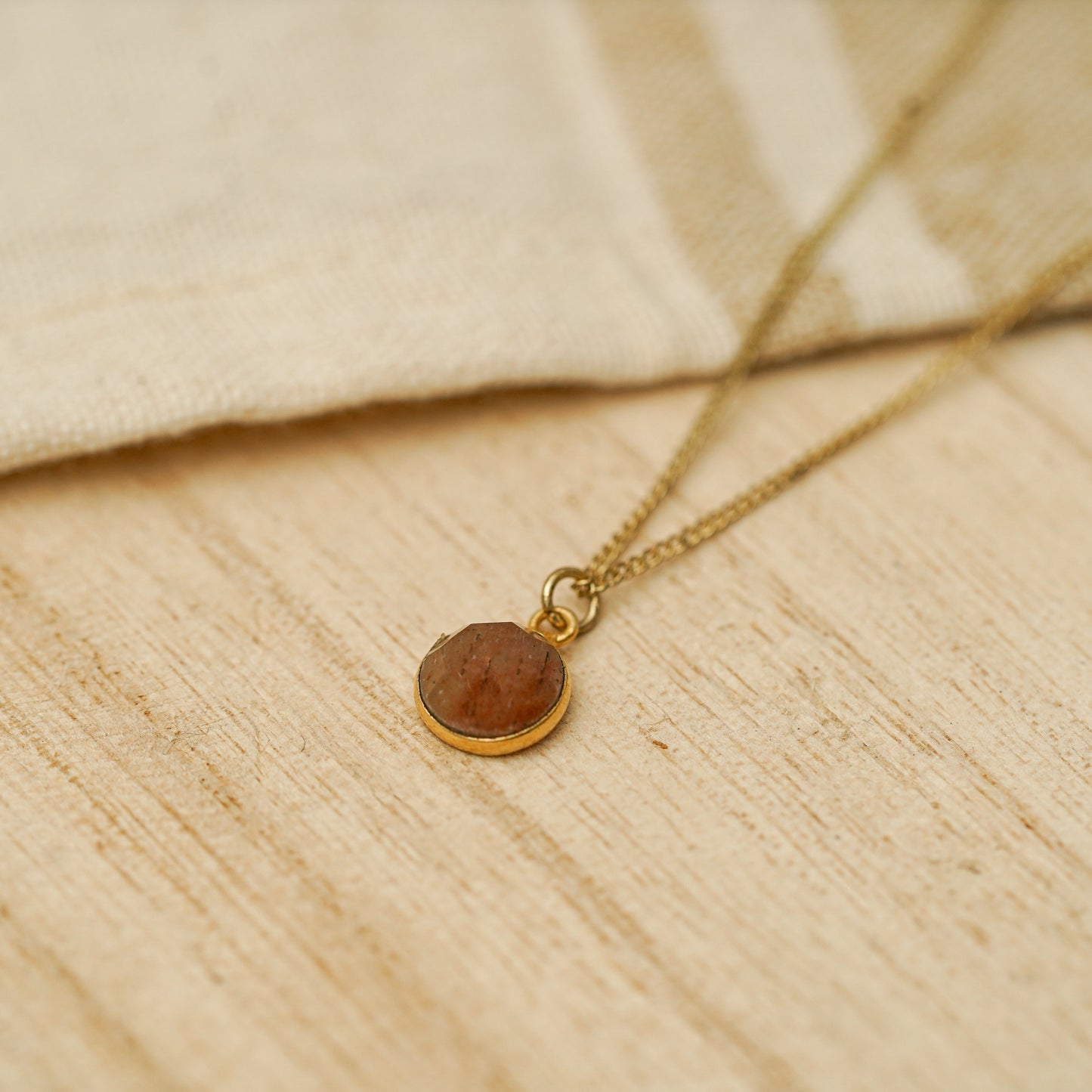 Gold Chain Necklace with Gemstone Pendant