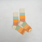 Gold Toned Patterns Striped Crew Socks