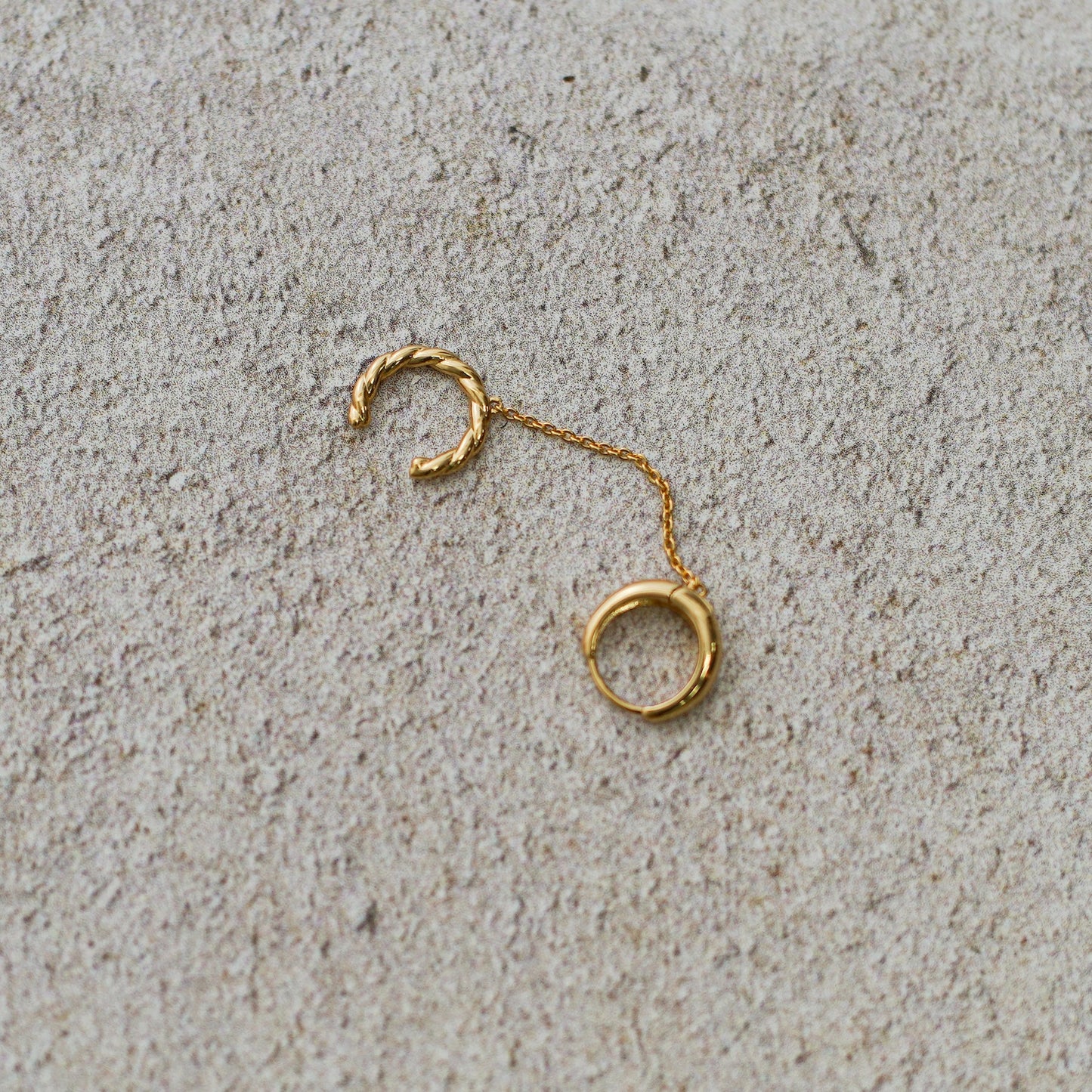 Gold Hoop Earring with Chain Ear Cuff