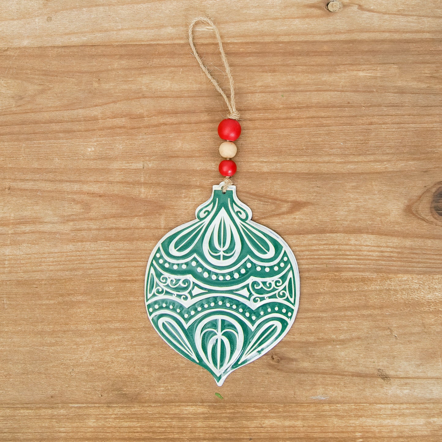 Green Patterned Metal Ornament