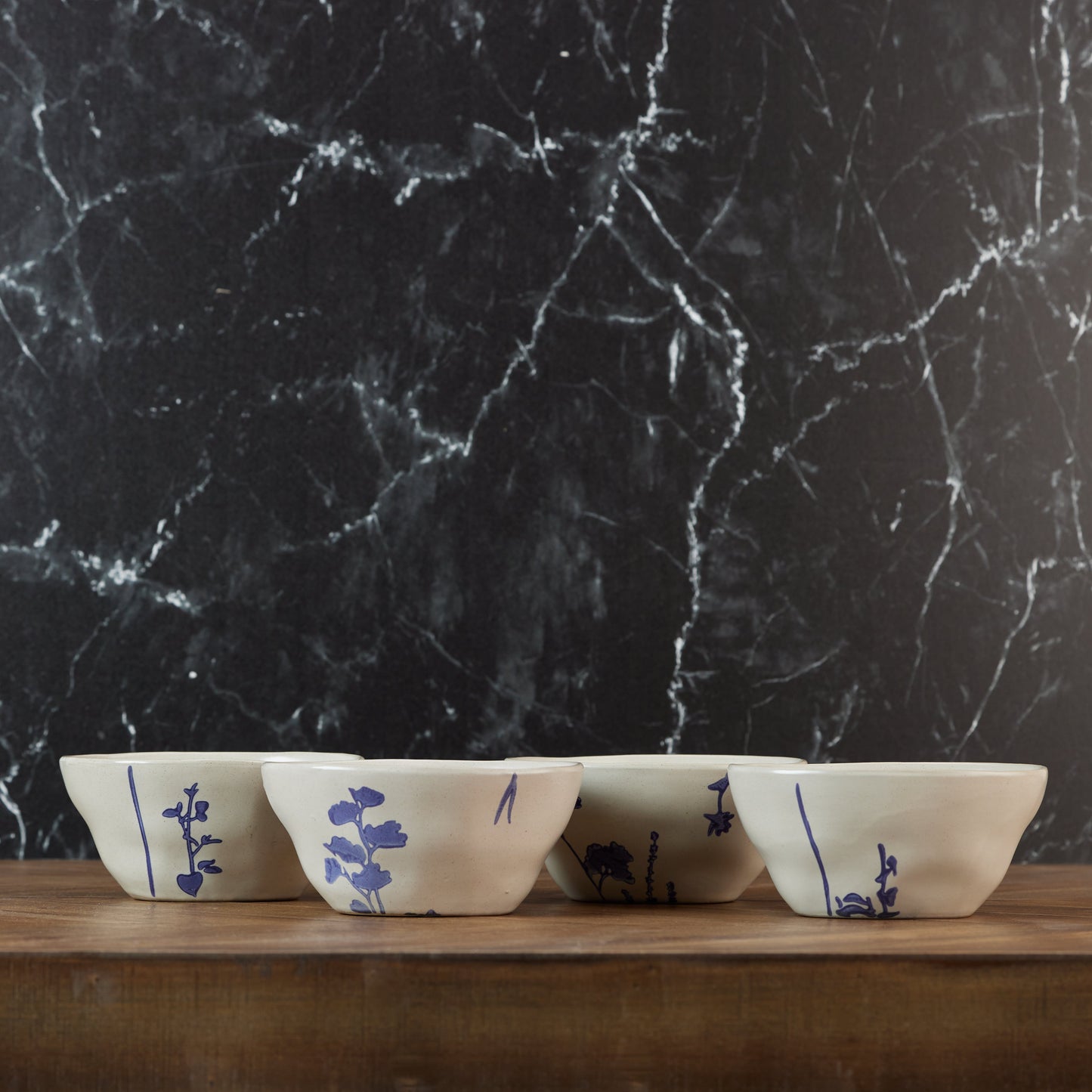 Botanical Stamped Stoneware Bowls