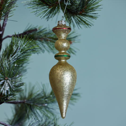 Hand-Painted Mercury Glass Finial Ornament