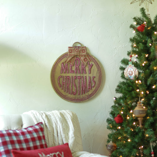 "Merry Christmas" Ornament Wood Sign