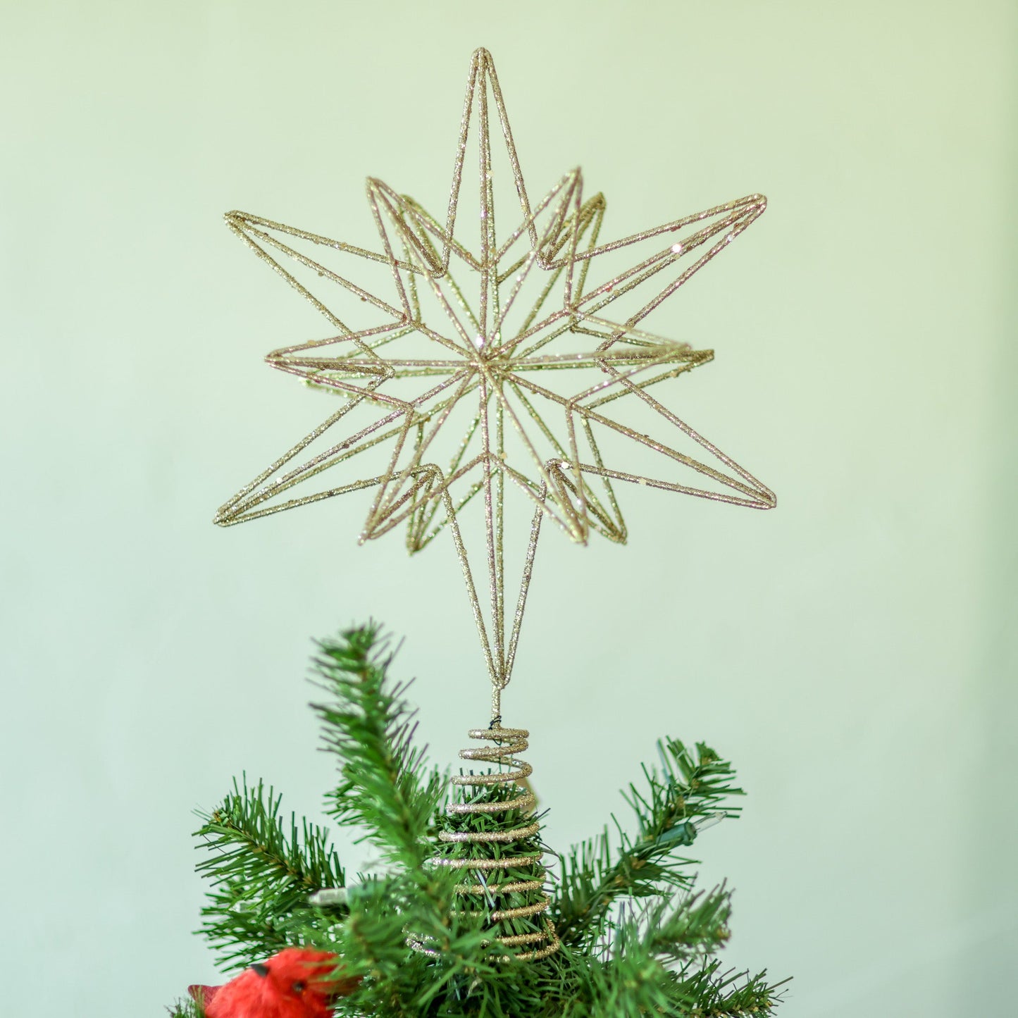 Glittered Metal Star Tree Topper