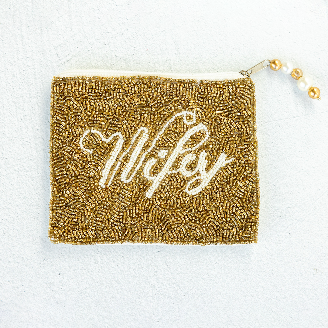 "Wifey" Beaded Coin Pouch