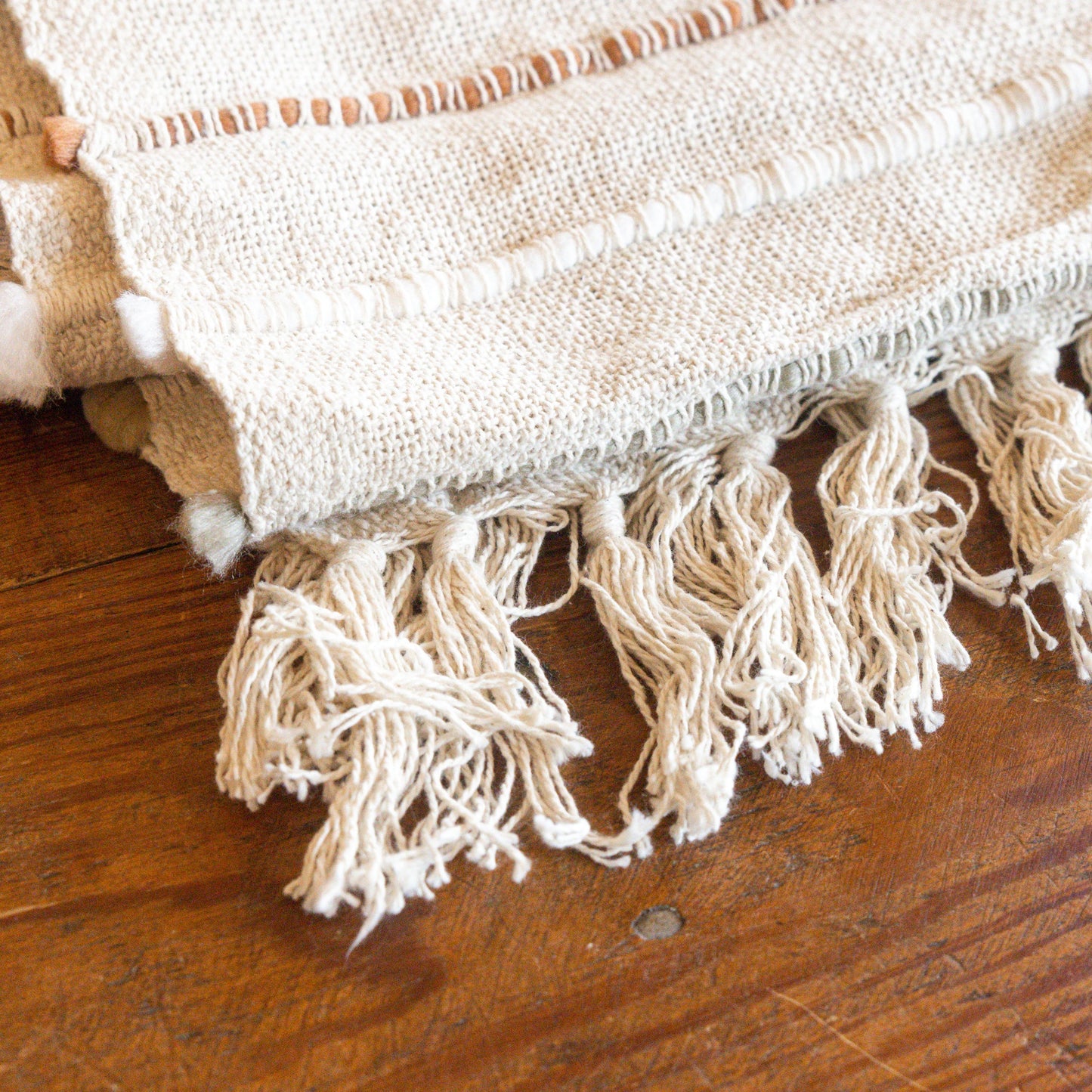 Ivory Striped Throw with Tassels