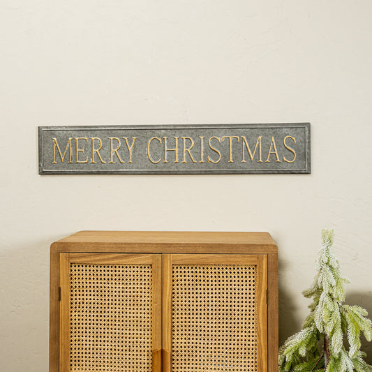 "Merry Christmas" Embossed Metal Sign