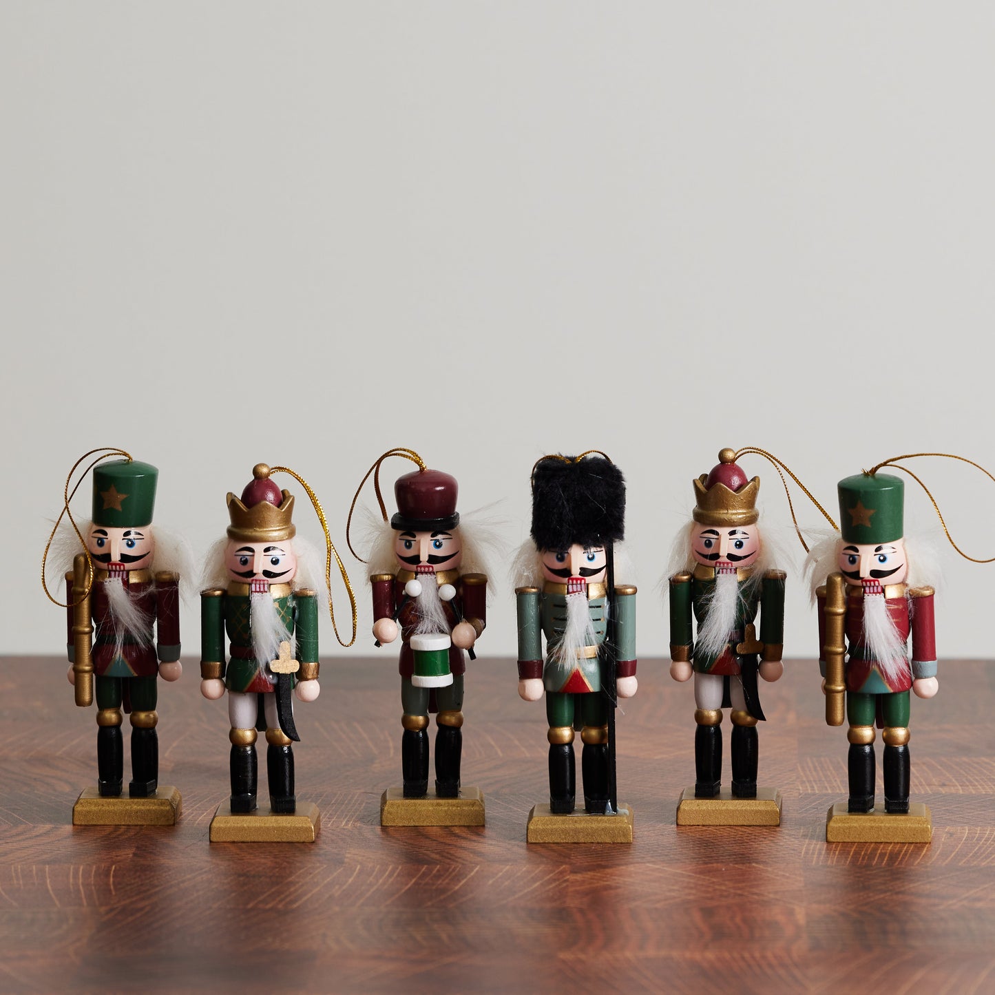 Wood Nutcracker Ornaments, Boxed Set of 6