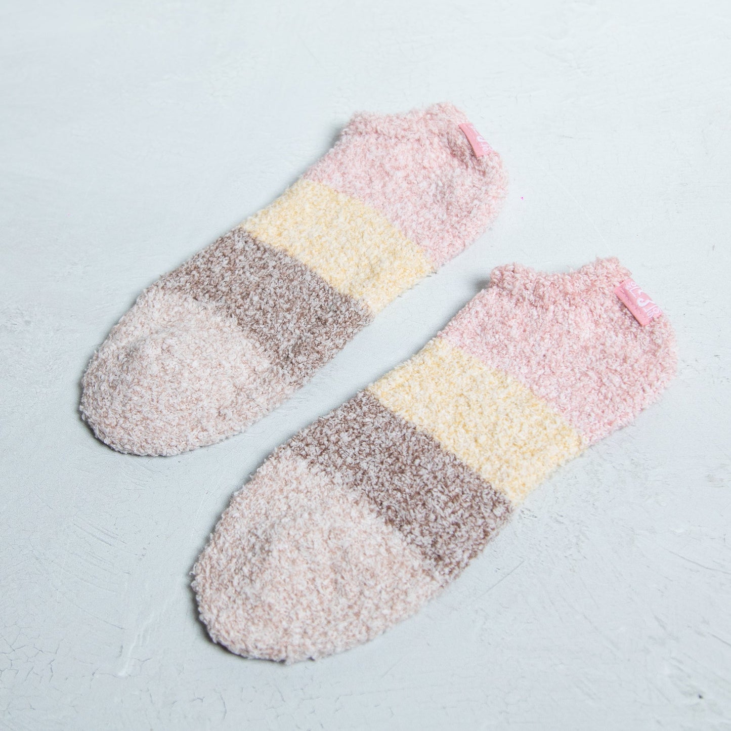 Pink, Yellow, & Brown Striped Ankle Socks