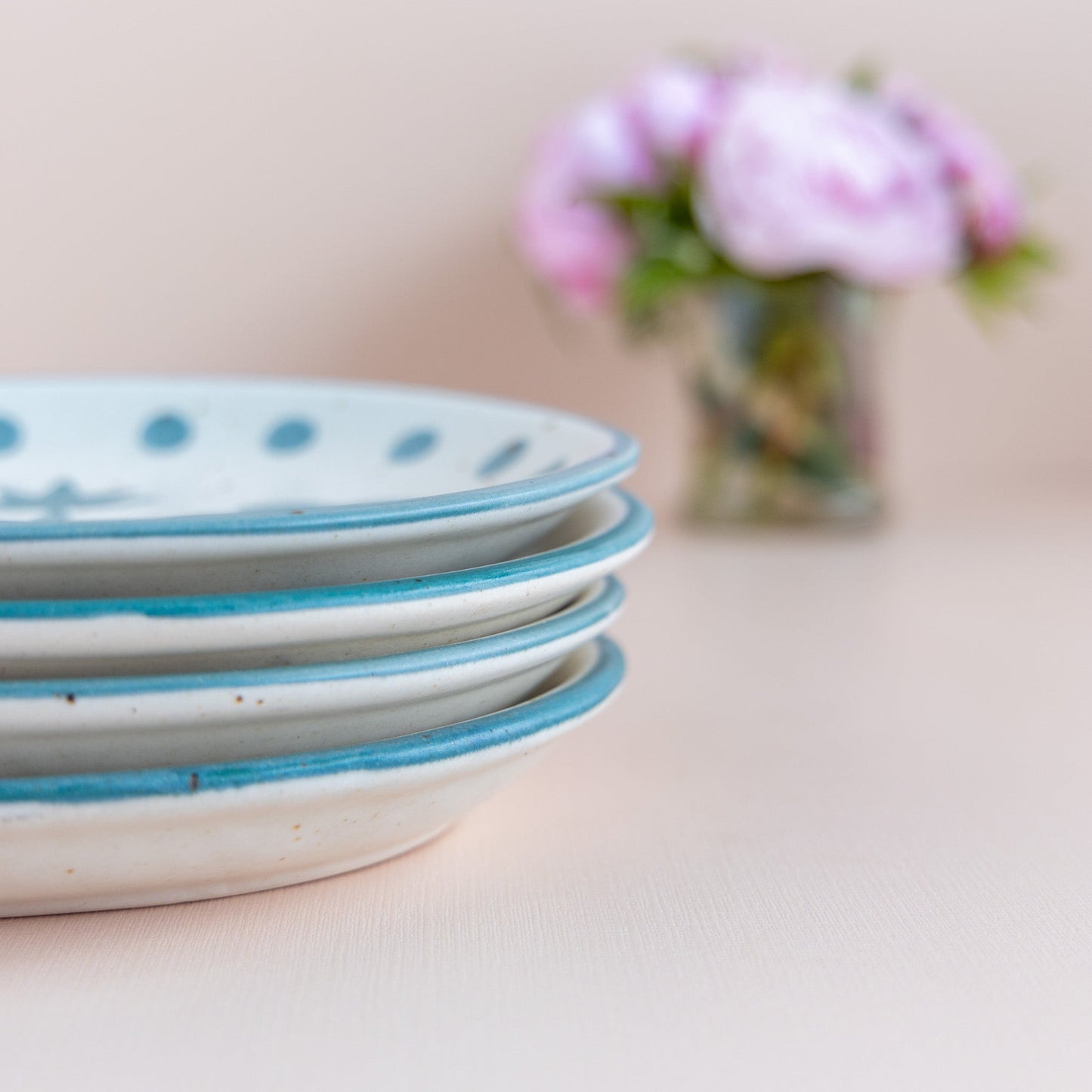 Hand-Painted Floral Stoneware Platter