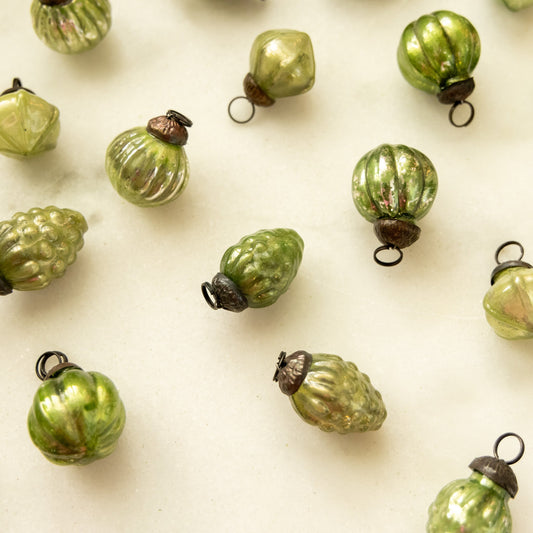 Mini Green Mercury Glass Ornaments