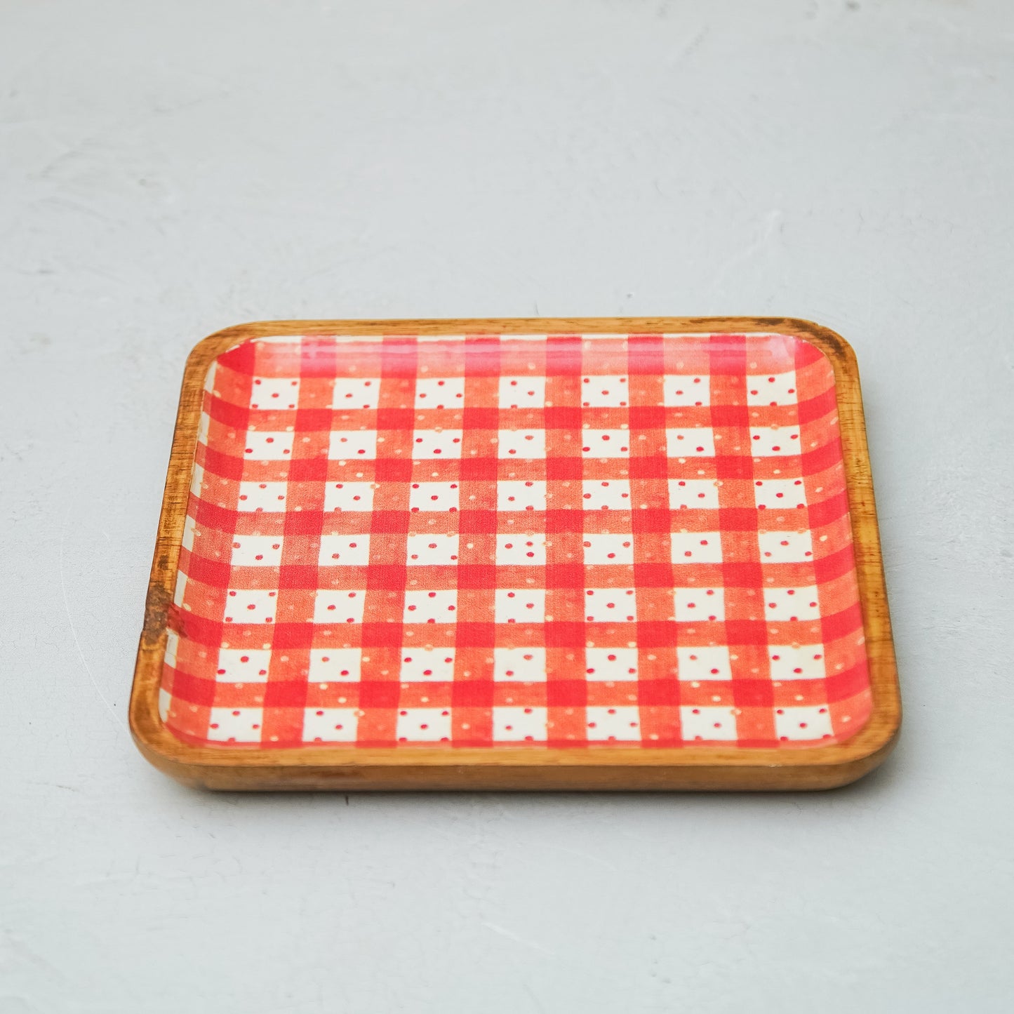 Red Buffalo Plaid Mango Wood Square Tray