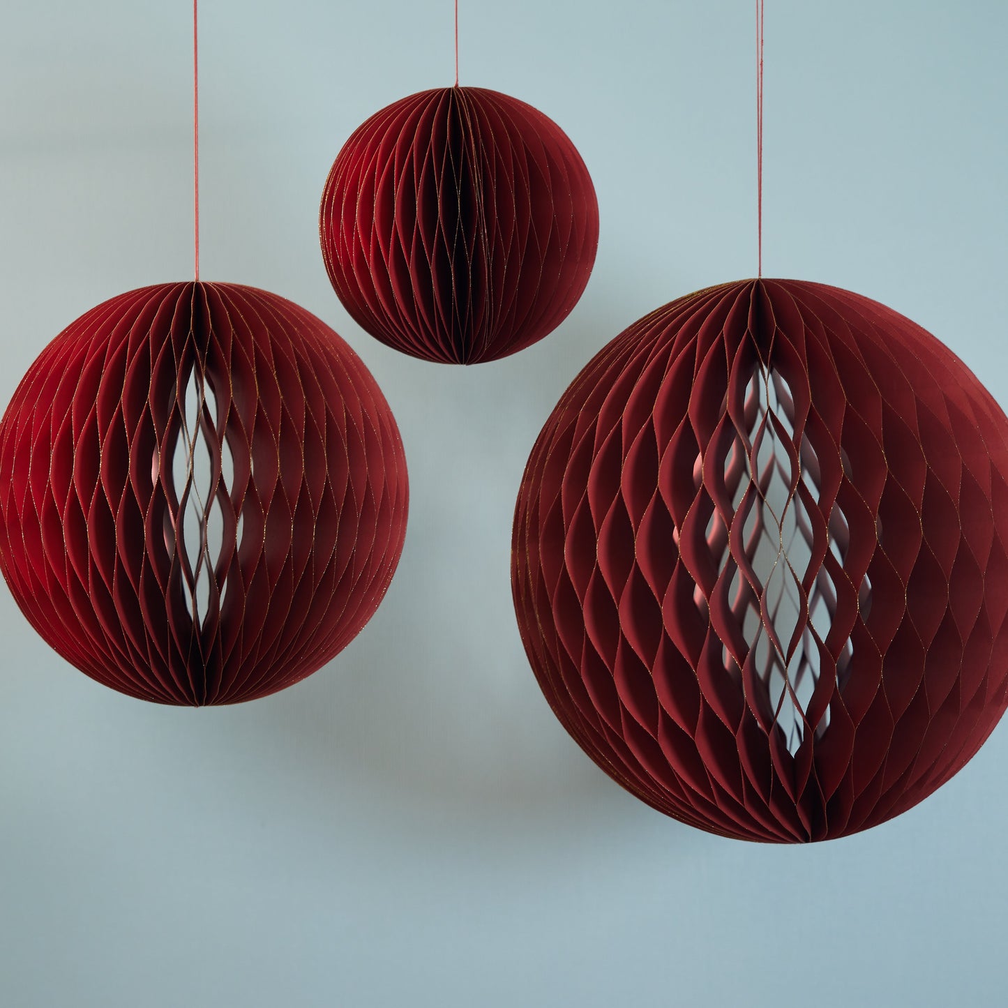 Red Honeycomb Ball Ornament