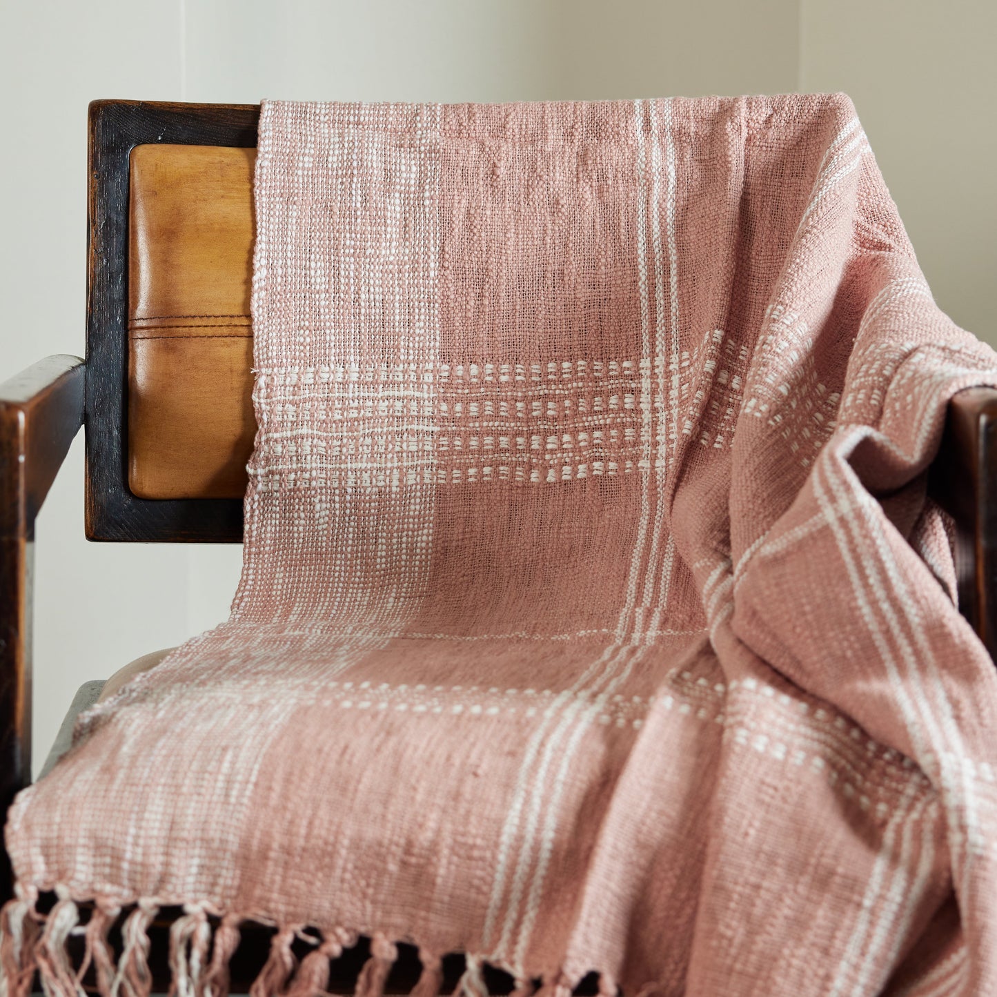 Cotton Plaid Throw with Tassels