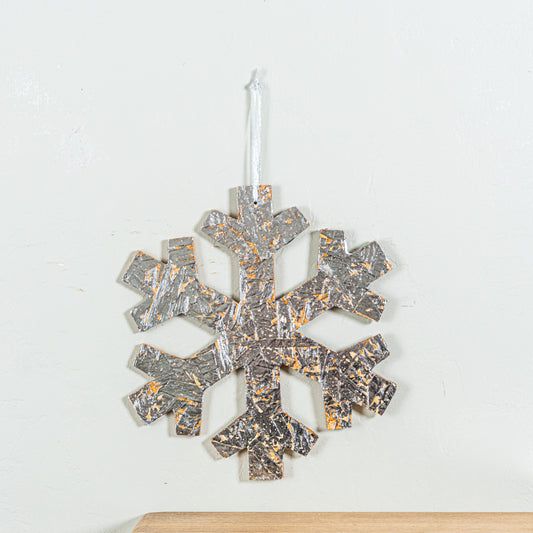 Rustic Silver Snowflake Ornament, Large