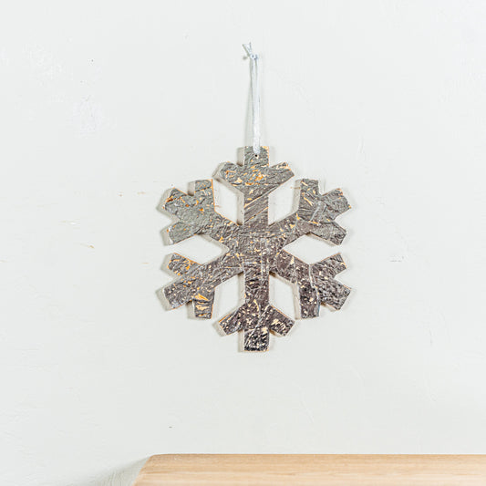 Rustic Silver Snowflake Ornament, Medium