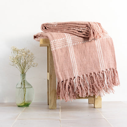 Cotton Plaid Throw with Tassels