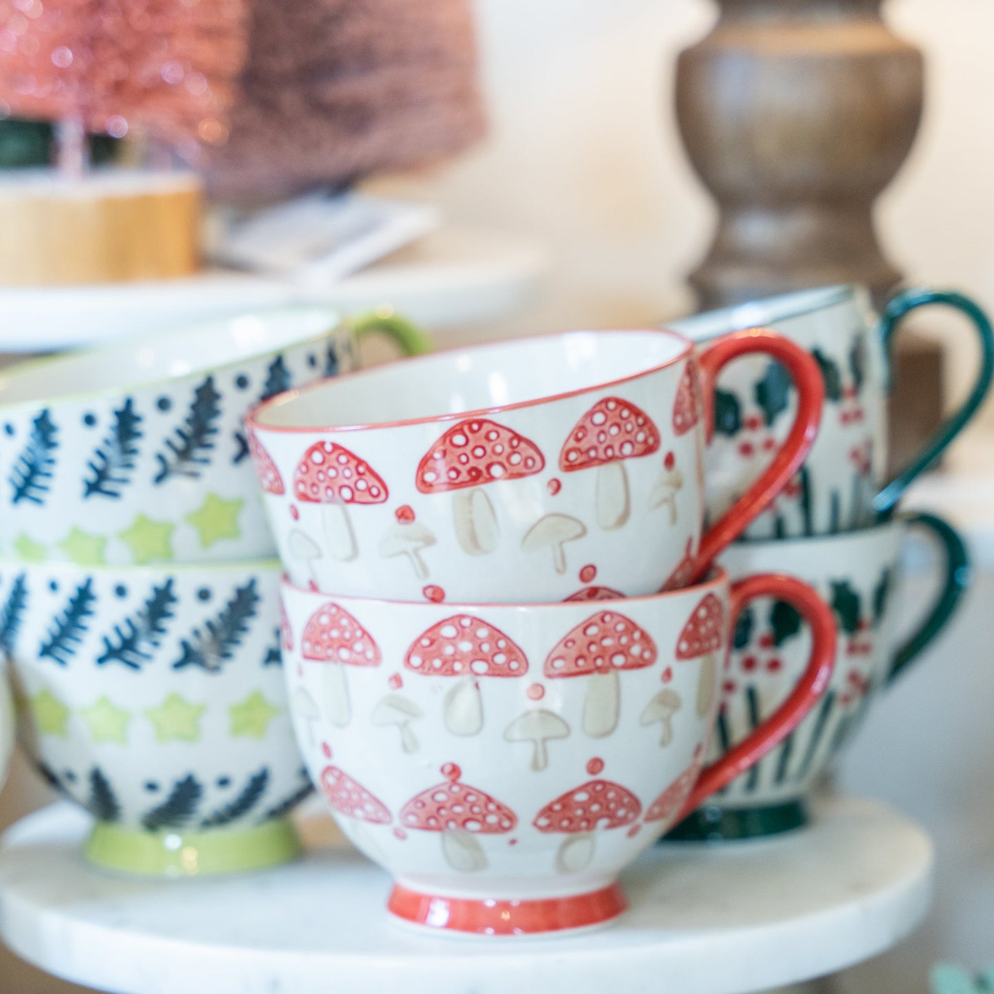 Seasonal Stamped Pattern Cafe Mug