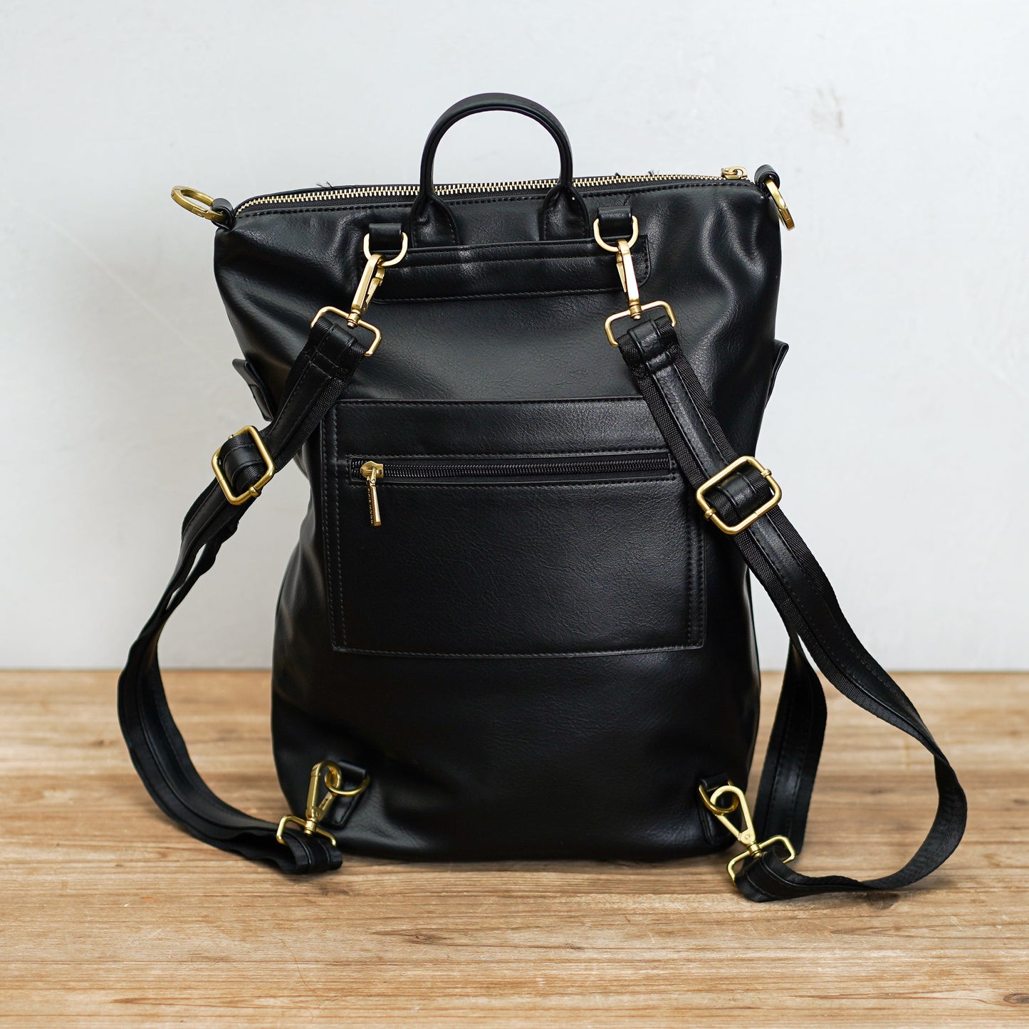 Small Top Zip Leather Backpack