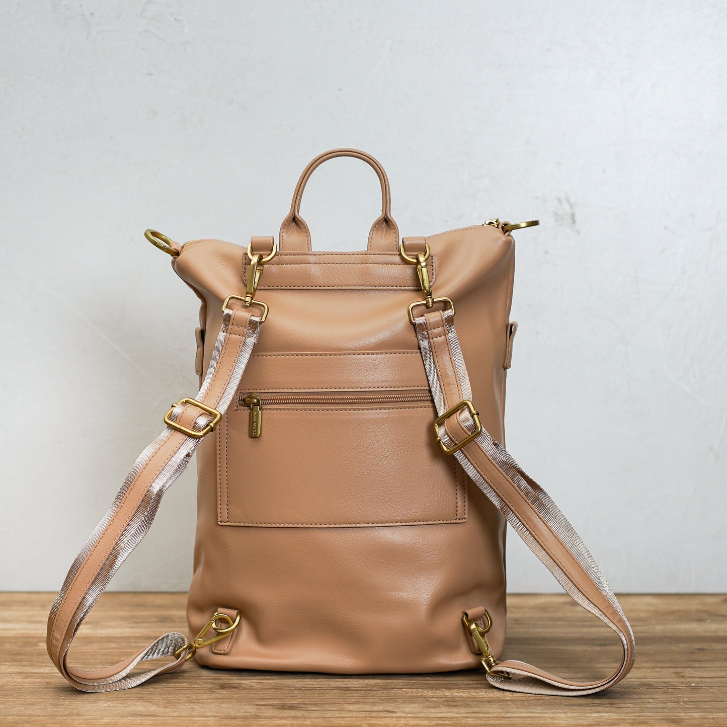 Small Top Zip Leather Backpack