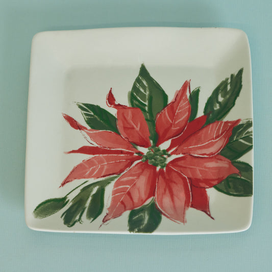 Square Poinsettia Plate