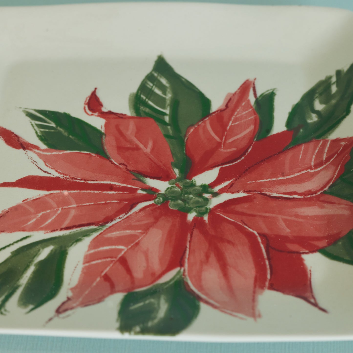 Square Poinsettia Plate