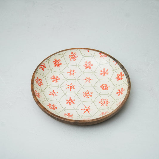 White Snowflakes Mango Wood Bowl