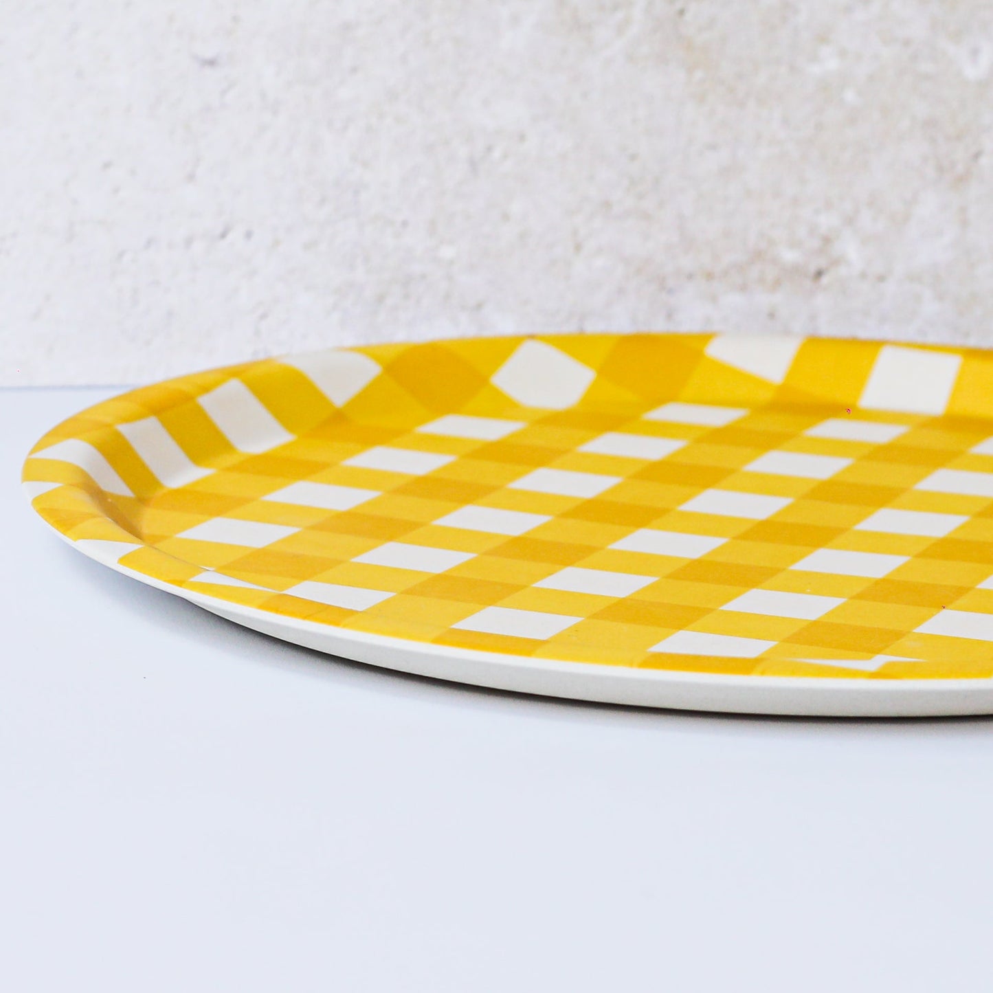 Yellow Check Serving Tray