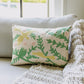 Chambray Lumbar Pillow with Bird Embroidery