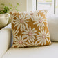 Mustard & Pink Embroidered Floral Pillow