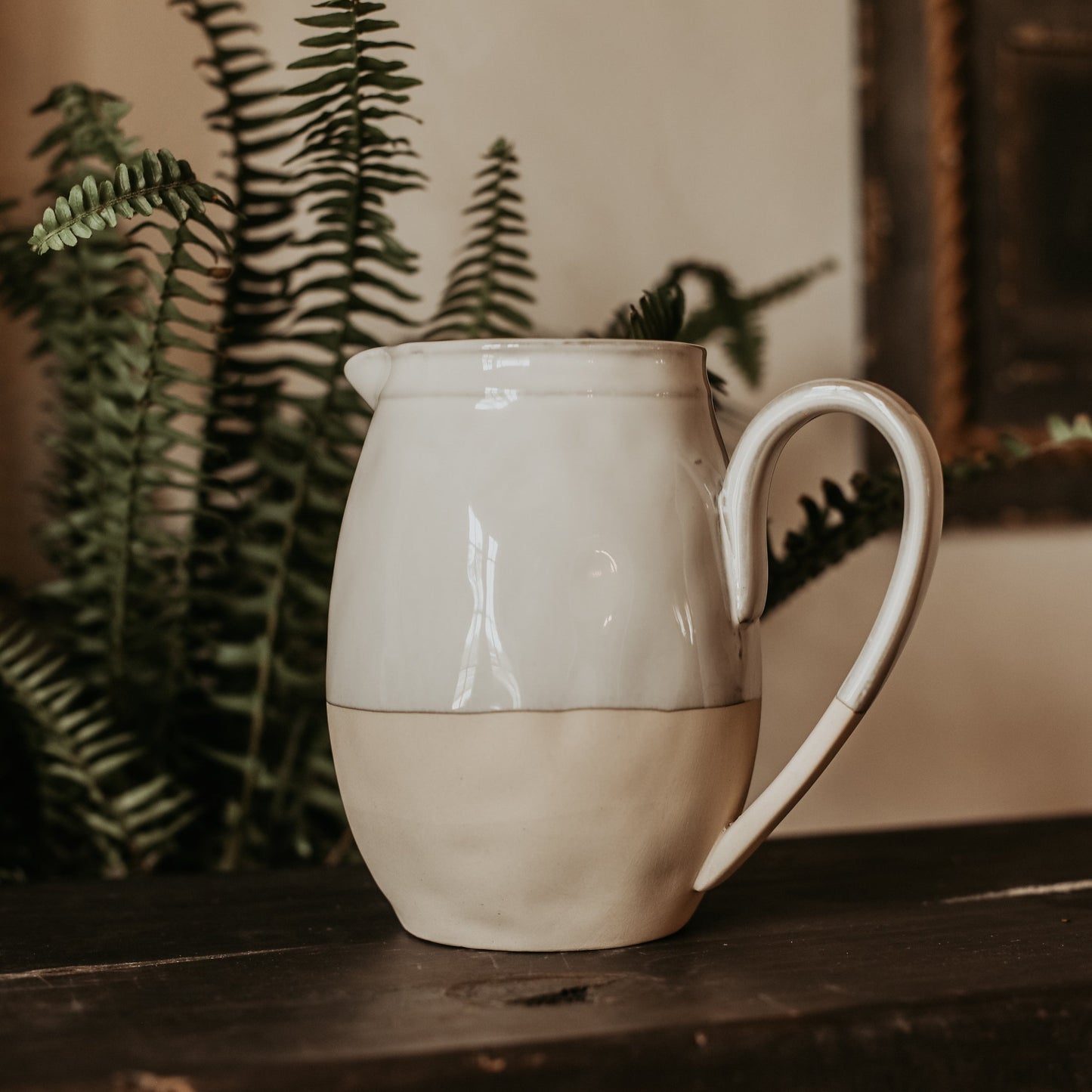 Stoneware Pitcher with Glaze